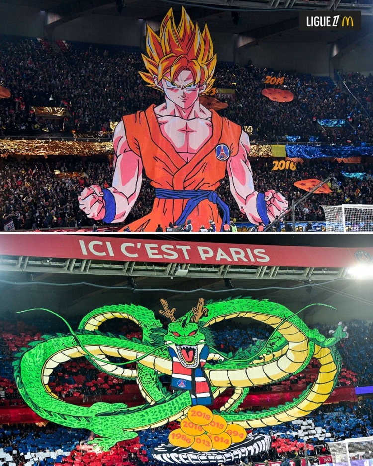  逝世一周年，法甲官推曬昔日巴黎主場龍珠TIFO：鳥山明經(jīng)典永存