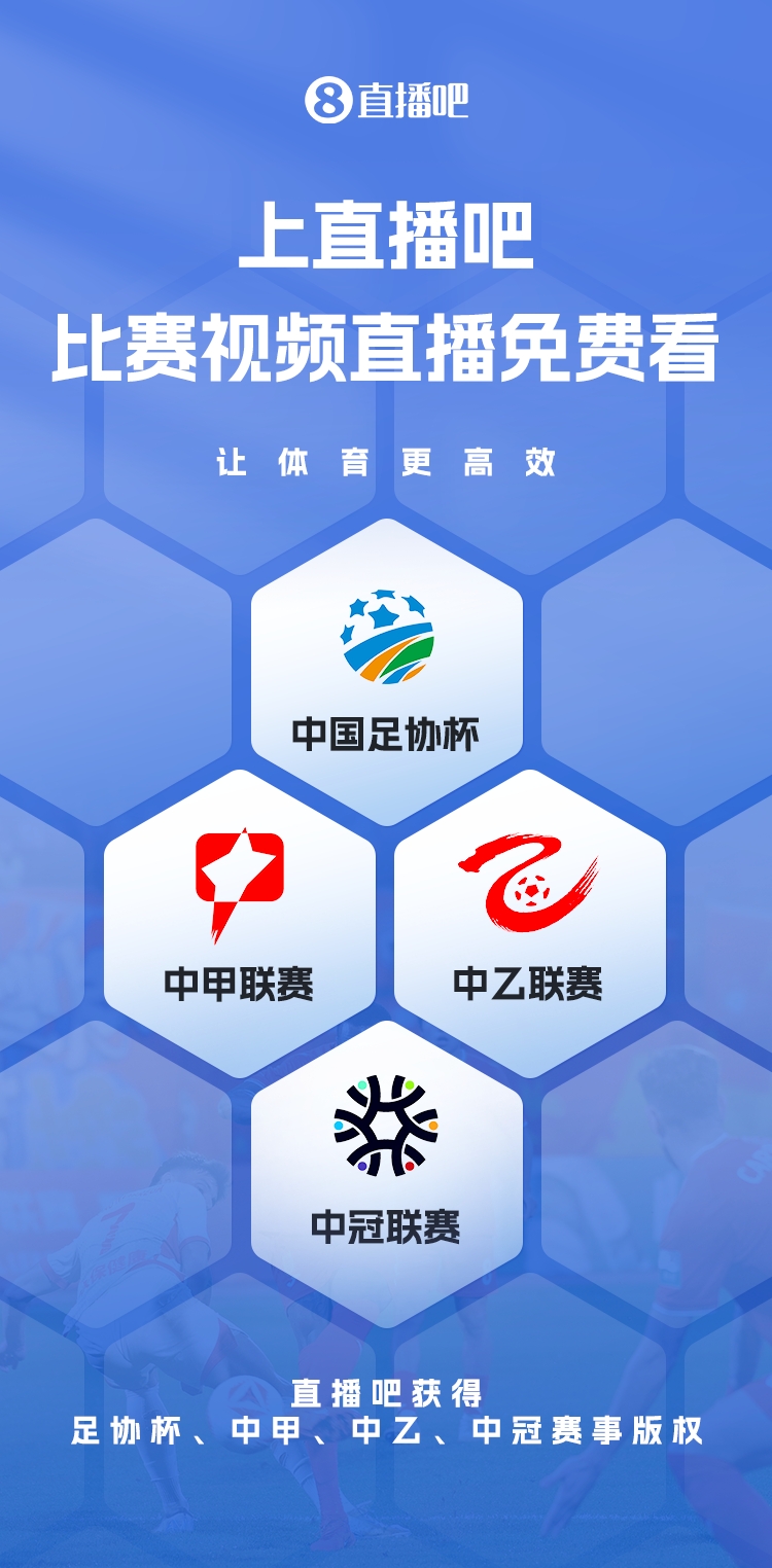 官宣！直播吧獲足協(xié)杯、中甲、中乙、中冠賽事版權(quán)，免費視頻直播