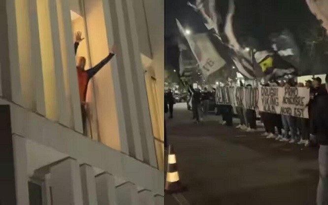  都體：尤文球迷來到酒店外支持新主帥，圖多爾向球迷們揮手致意