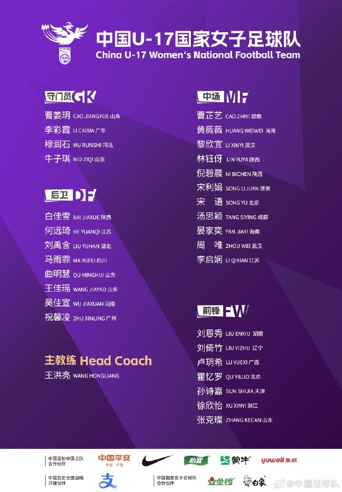  U17女足30人將在蘇州集訓(xùn)備戰(zhàn)世界杯，姜寧、朱挺擔(dān)任訓(xùn)練員
